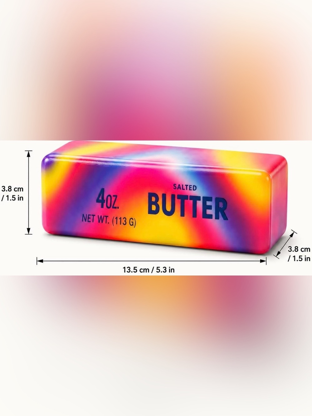 Salted Butter Squeeze Toy - Multicolor Rainbow Design. Slow rise fidget - Picture 5 of 6